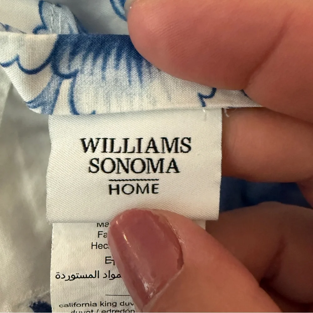 Williams Sonoma Set King Duvet Cover Euro Sham Aerin Fairfield Floral Blue EUC